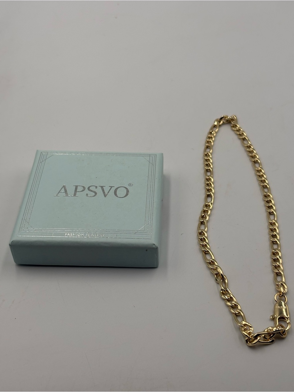 APSVO Figaro Link Bracelet Gold Tone Stainless Steel Chain Bracelet 8.5”